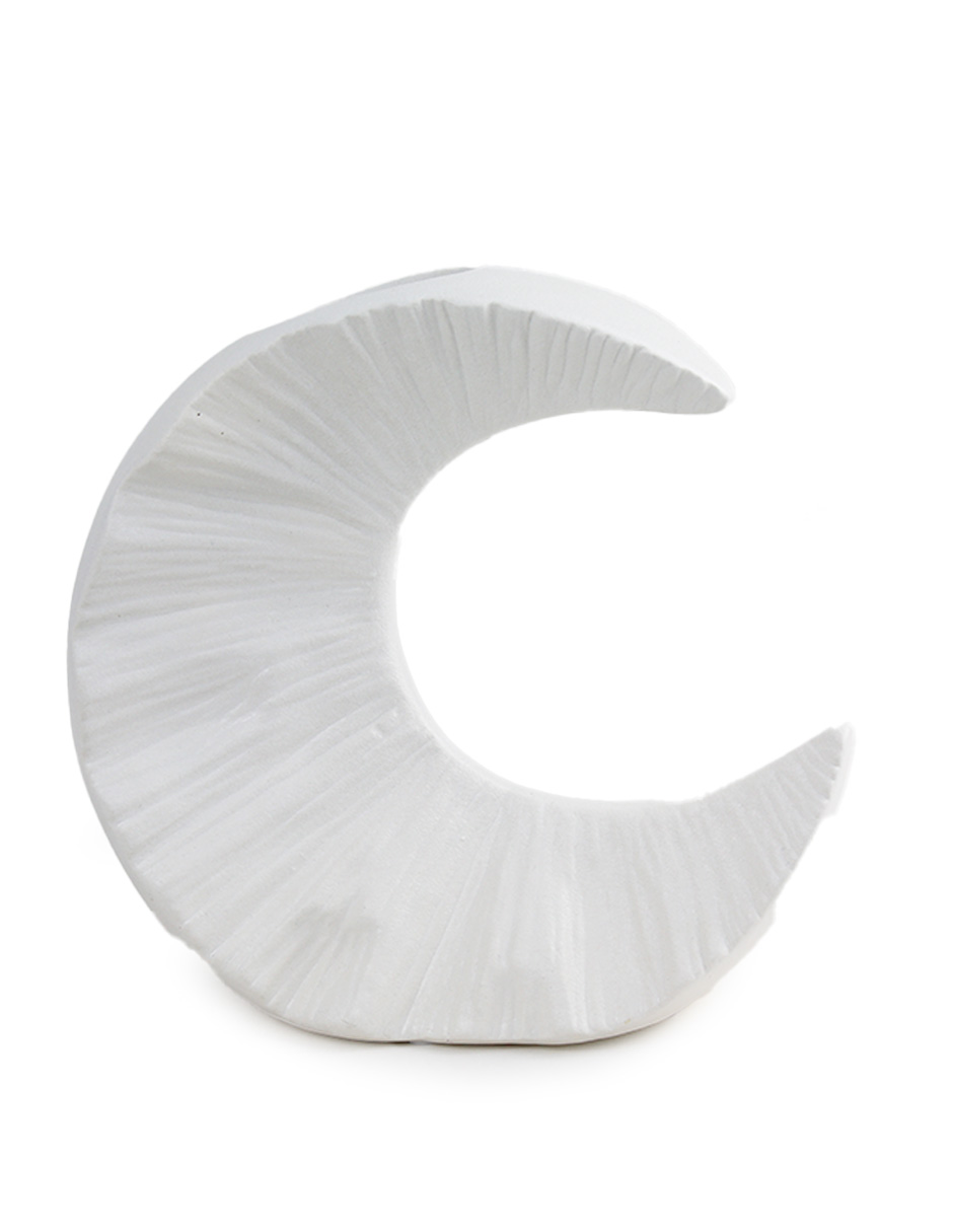 Foto 1 | Jarrón en Forma de Media Luna Blanca Florero de Cerámica Decorativo Simple y Elegante para Hogar u Oficina