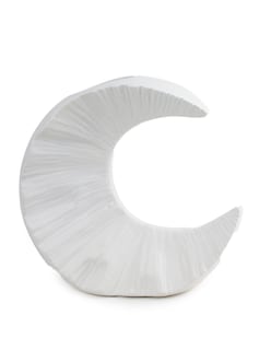 Foto 1 | Jarrón en Forma de Media Luna Blanca Florero de Cerámica Decorativo Simple y Elegante para Hogar u Oficina