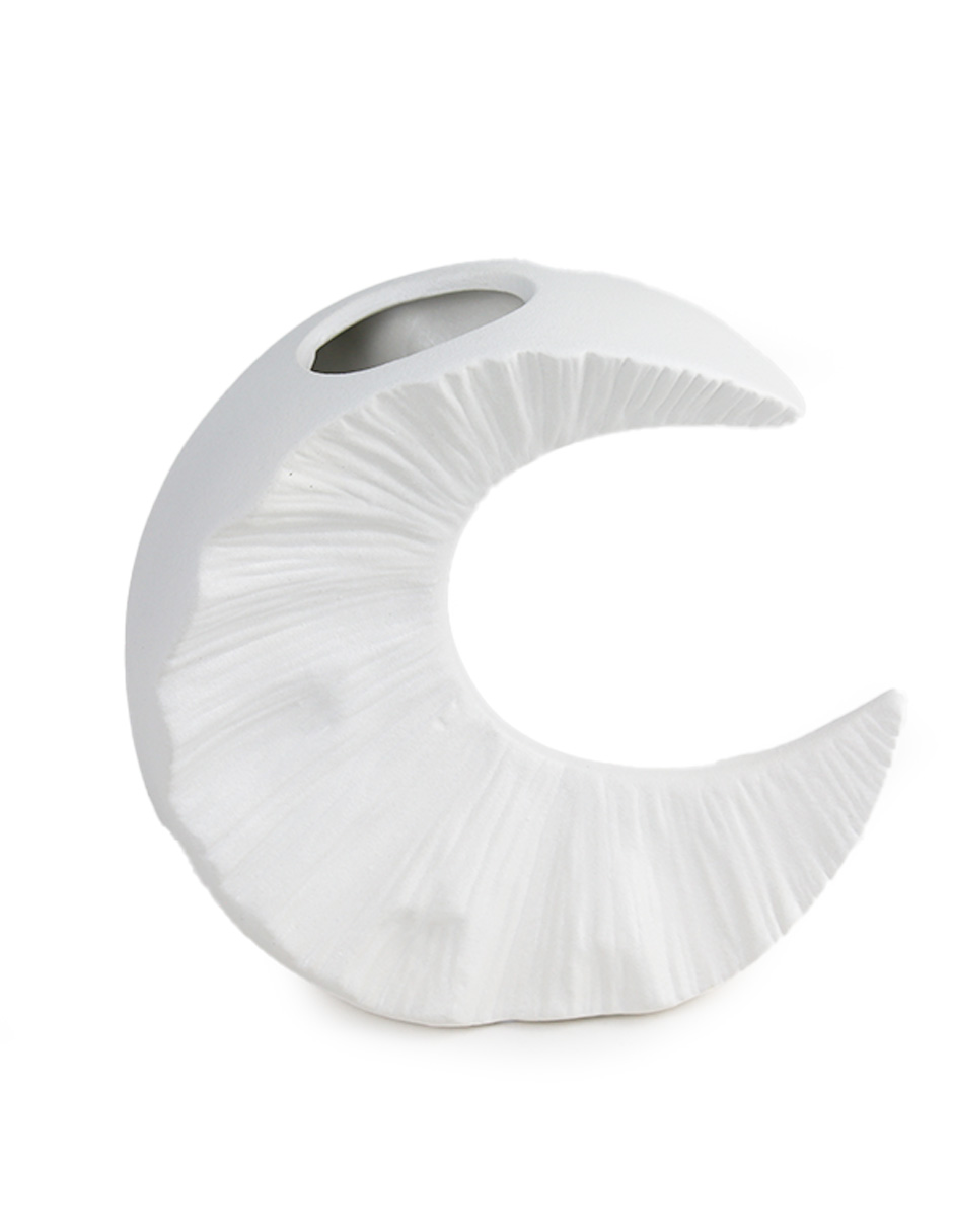 Foto 4 pulgar | Jarrón en Forma de Media Luna Blanca Florero de Cerámica Decorativo Simple y Elegante para Hogar u Oficina