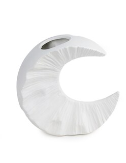 Foto 3 | Jarrón en Forma de Media Luna Blanca Florero de Cerámica Decorativo Simple y Elegante para Hogar u Oficina