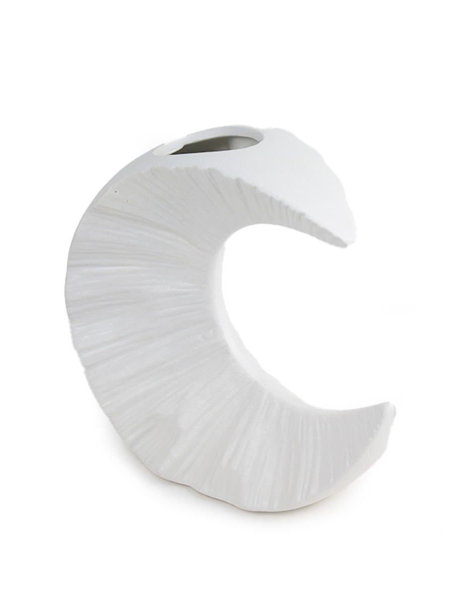 Foto 5 pulgar | Jarrón en Forma de Media Luna Blanca Florero de Cerámica Decorativo Simple y Elegante para Hogar u Oficina