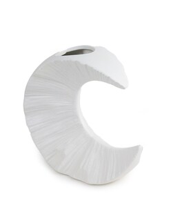 Foto 4 | Jarrón en Forma de Media Luna Blanca Florero de Cerámica Decorativo Simple y Elegante para Hogar u Oficina