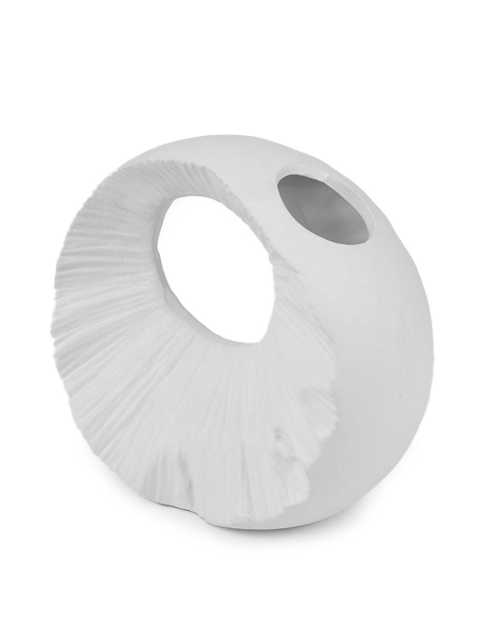 Foto 5 | Jarrón Decorativo de Cerámica Circular Blanco con Textura Florero Moderno Boho para Sala Dormitorio u Oficina I
