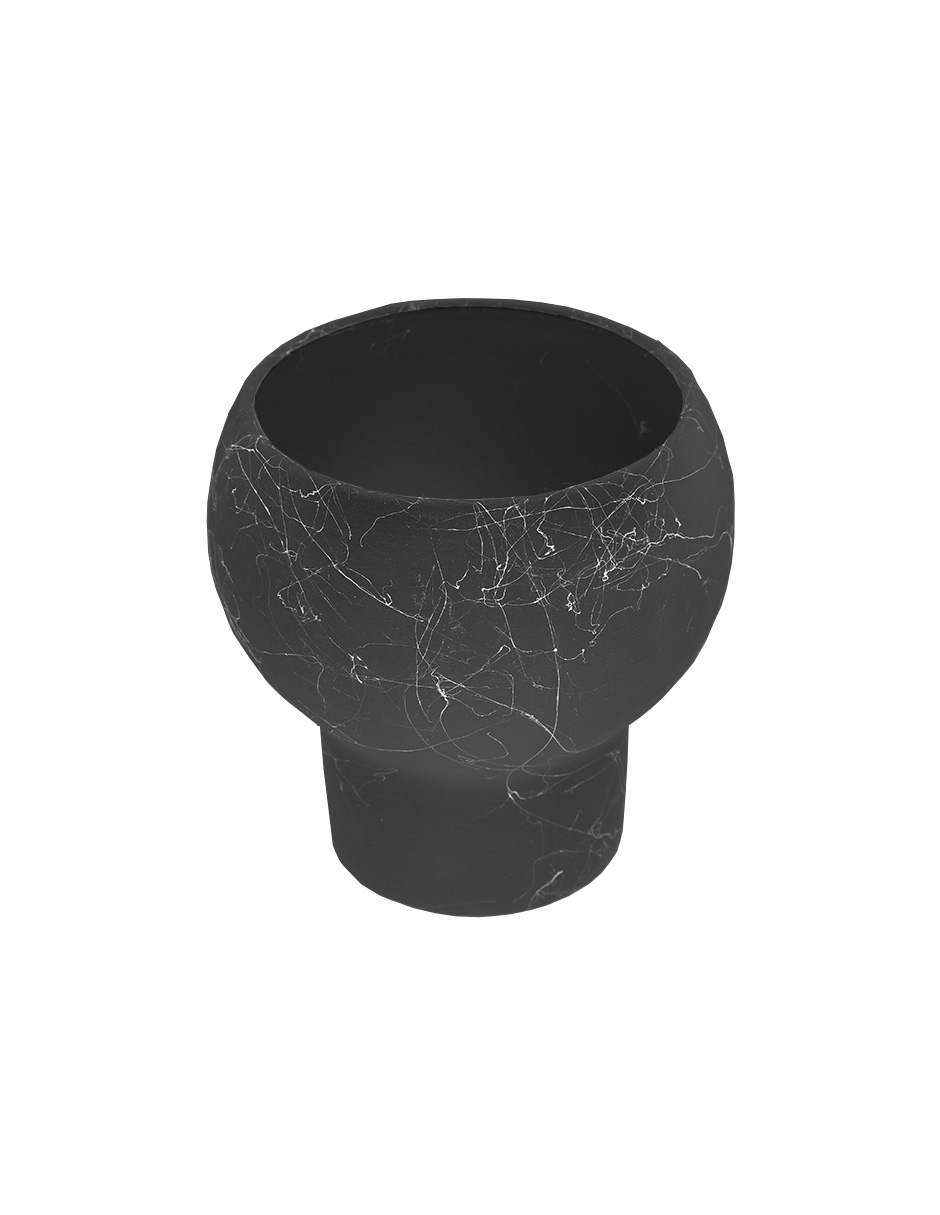 Foto 2 pulgar | Maceta De Cerámica Estilo Mármol Negro