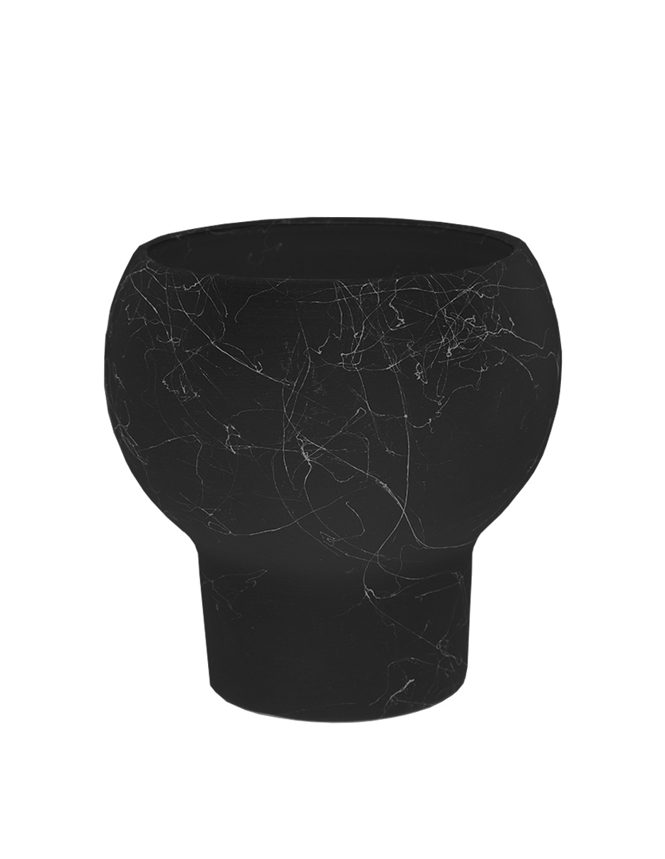 Foto 3 pulgar | Maceta De Cerámica Estilo Mármol Negro