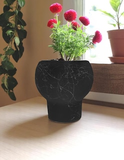 Foto 5 | Maceta De Cerámica Estilo Mármol Negro