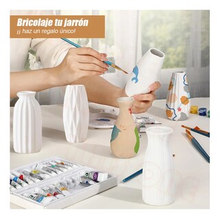 Foto 4 | Jarrón de Cerámica Lab.G Blanco 6 Piezas