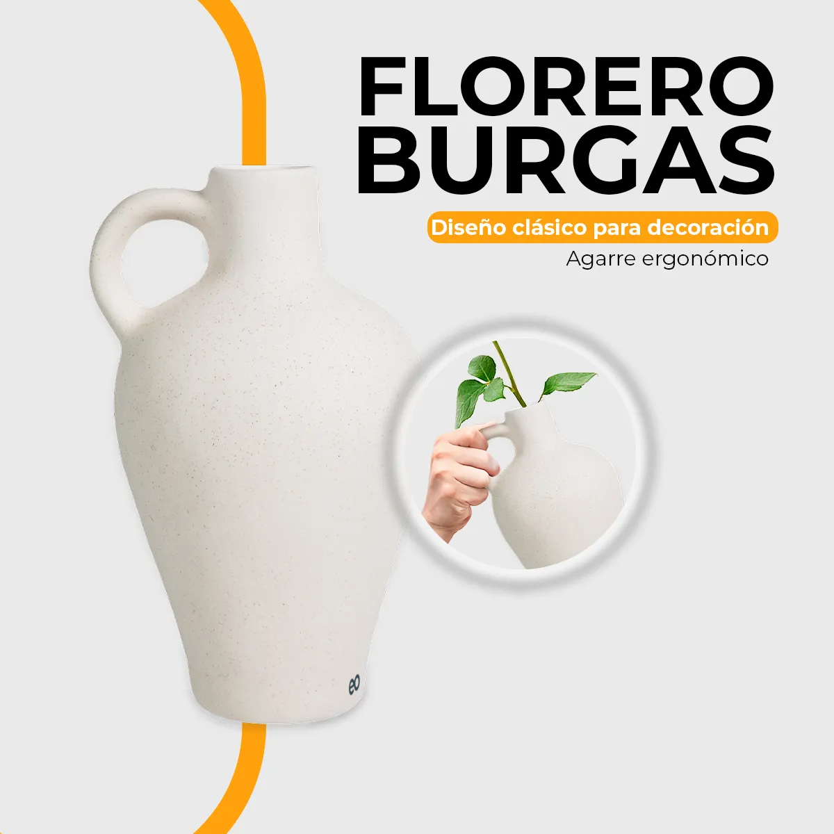 Foto 4 pulgar | Florero Decorativo De Cerámica Jarrón Eo Safe Imports Esi-19457 Blanco