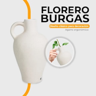 Foto 3 | Florero Decorativo De Cerámica Jarrón Eo Safe Imports Esi-19457 Blanco