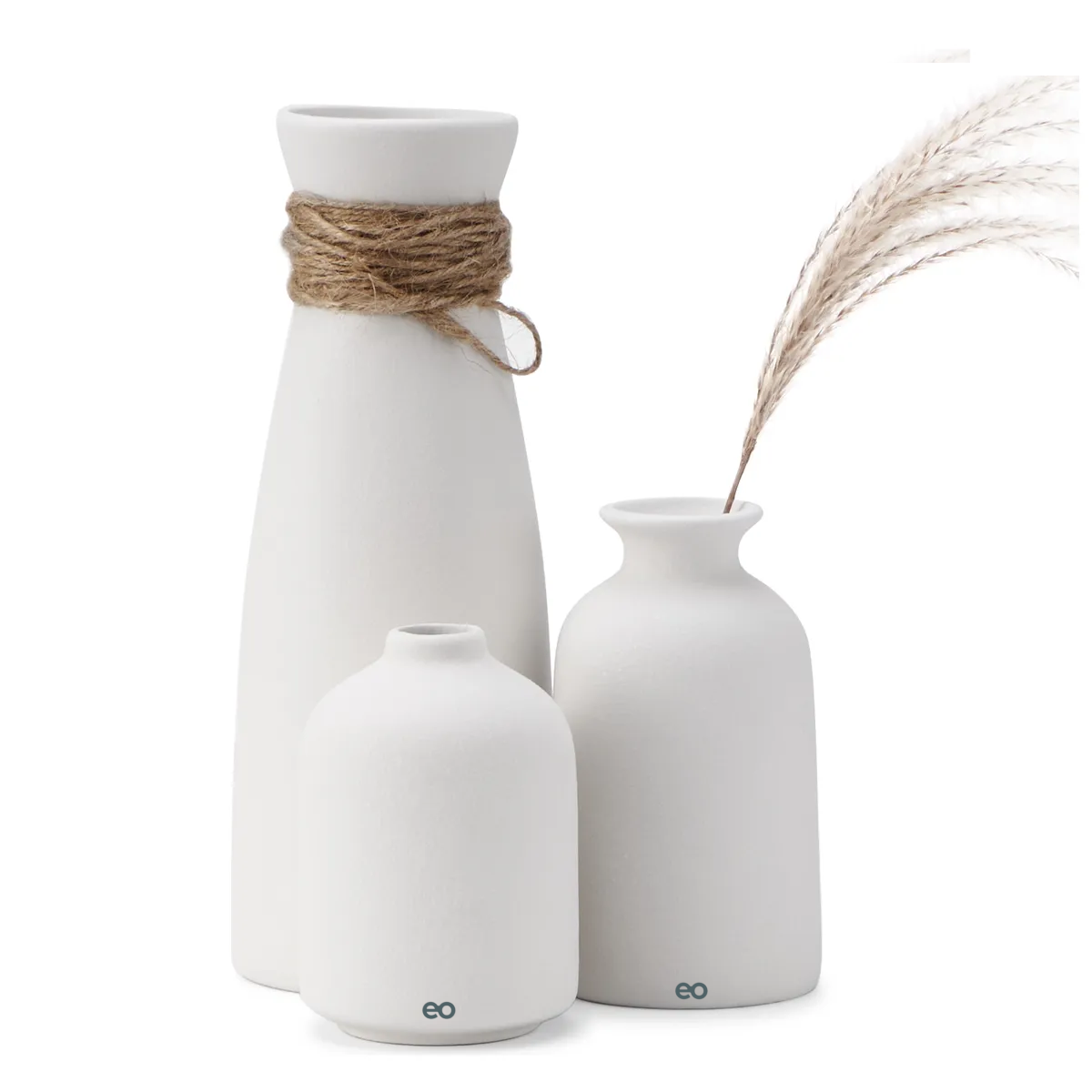 Jarrón de Cerámica Eo Safe Imports Blanco 3 Piezas