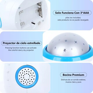 Foto 3 | Reloj Despertador Eo Safe Imports Esi-6467 color Blanco con Proyección de Estrellas para Niños