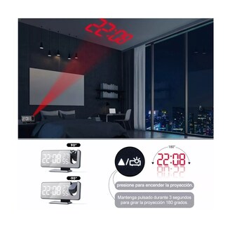 Foto 3 | Reloj Despertador BELUG LED Proyector y Pantalla Grande Blanco