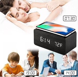 Foto 4 | Reloj Despertador Digital Led Belug con Carga Inalámbrico color Negro