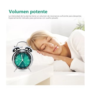 Foto 2 | Reloj Despertador Belug Estilo Vintage color Plata con Verde