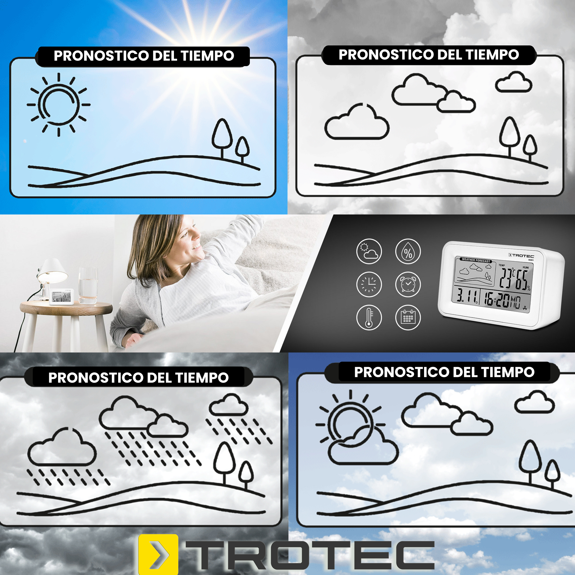 Foto 2 | Reloj Digital Detector de Humedad y Ambiente Despertador Calendario Trotec