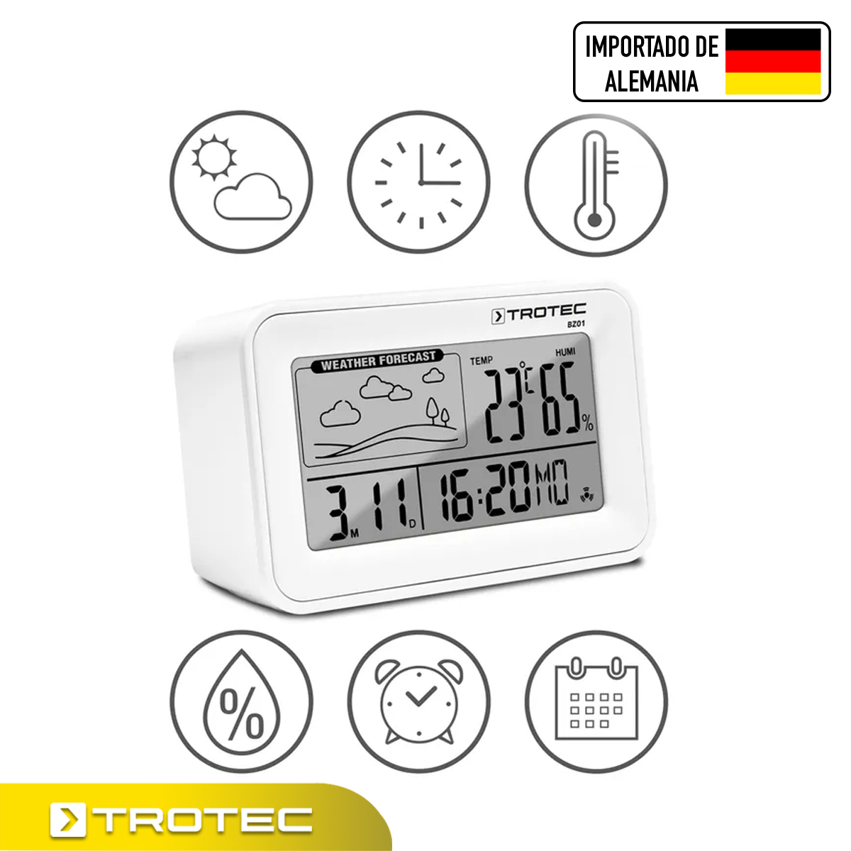 Foto 4 pulgar | Reloj Digital Detector de Humedad y Ambiente Despertador Calendario Trotec
