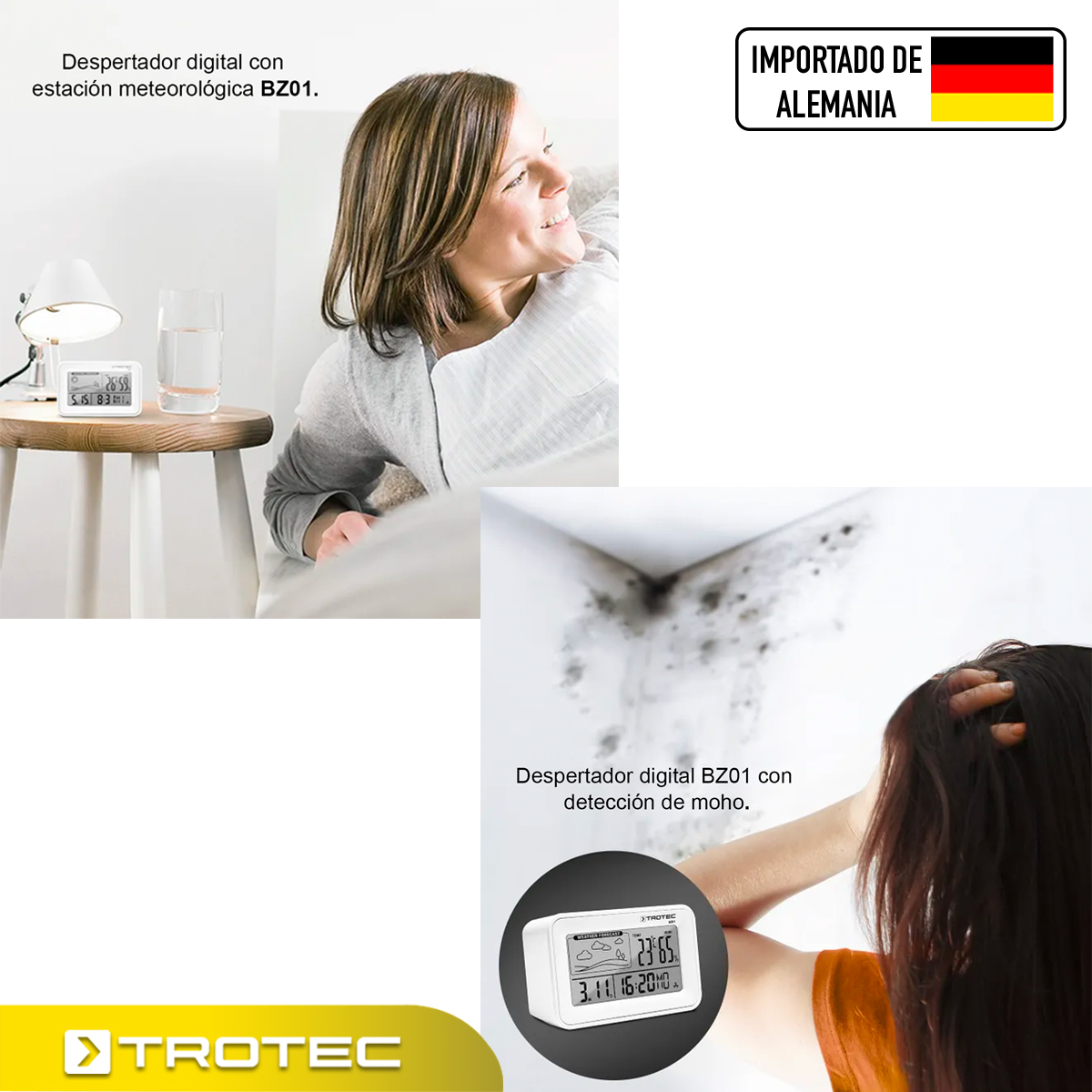 Foto 5 pulgar | Reloj Digital Detector de Humedad y Ambiente Despertador Calendario Trotec