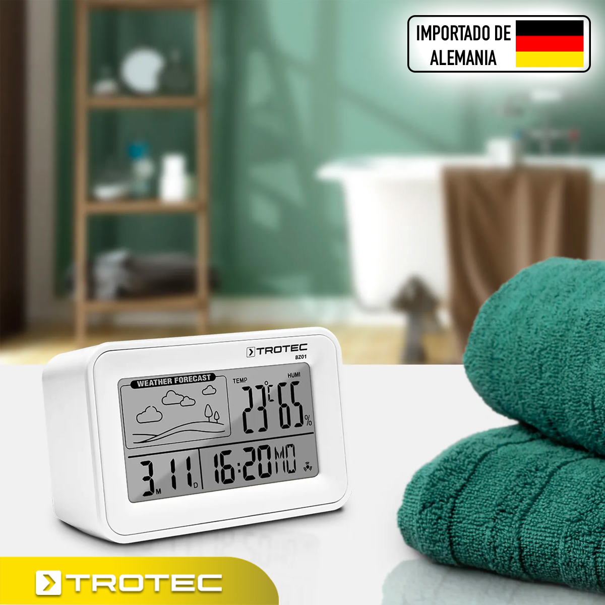 Foto 6 pulgar | Reloj Digital Detector de Humedad y Ambiente Despertador Calendario Trotec