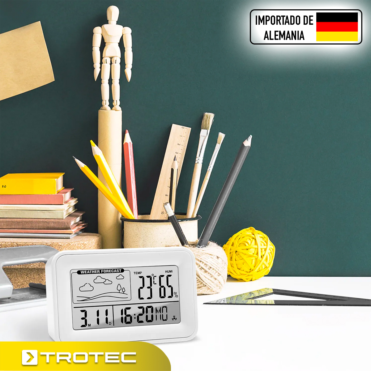 Foto 7 pulgar | Reloj Digital Detector de Humedad y Ambiente Despertador Calendario Trotec