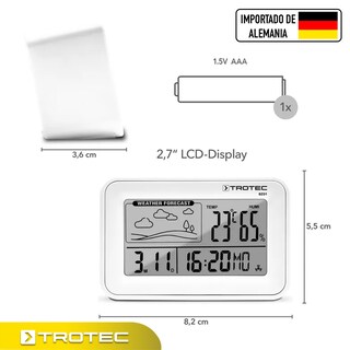 Foto 7 | Reloj Digital Detector de Humedad y Ambiente Despertador Calendario Trotec