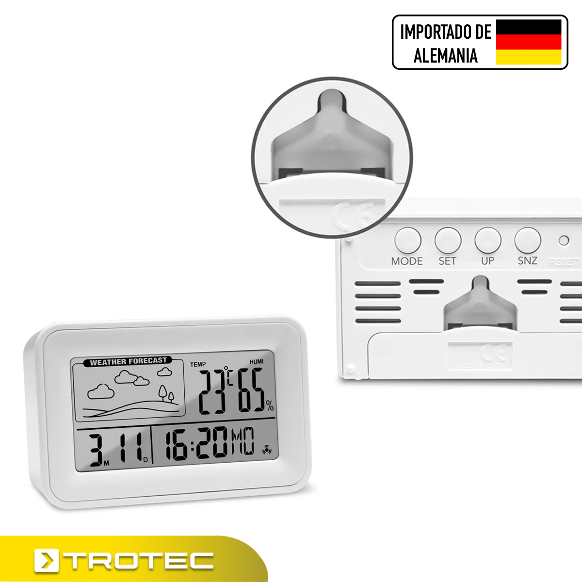Foto 9 pulgar | Reloj Digital Detector de Humedad y Ambiente Despertador Calendario Trotec
