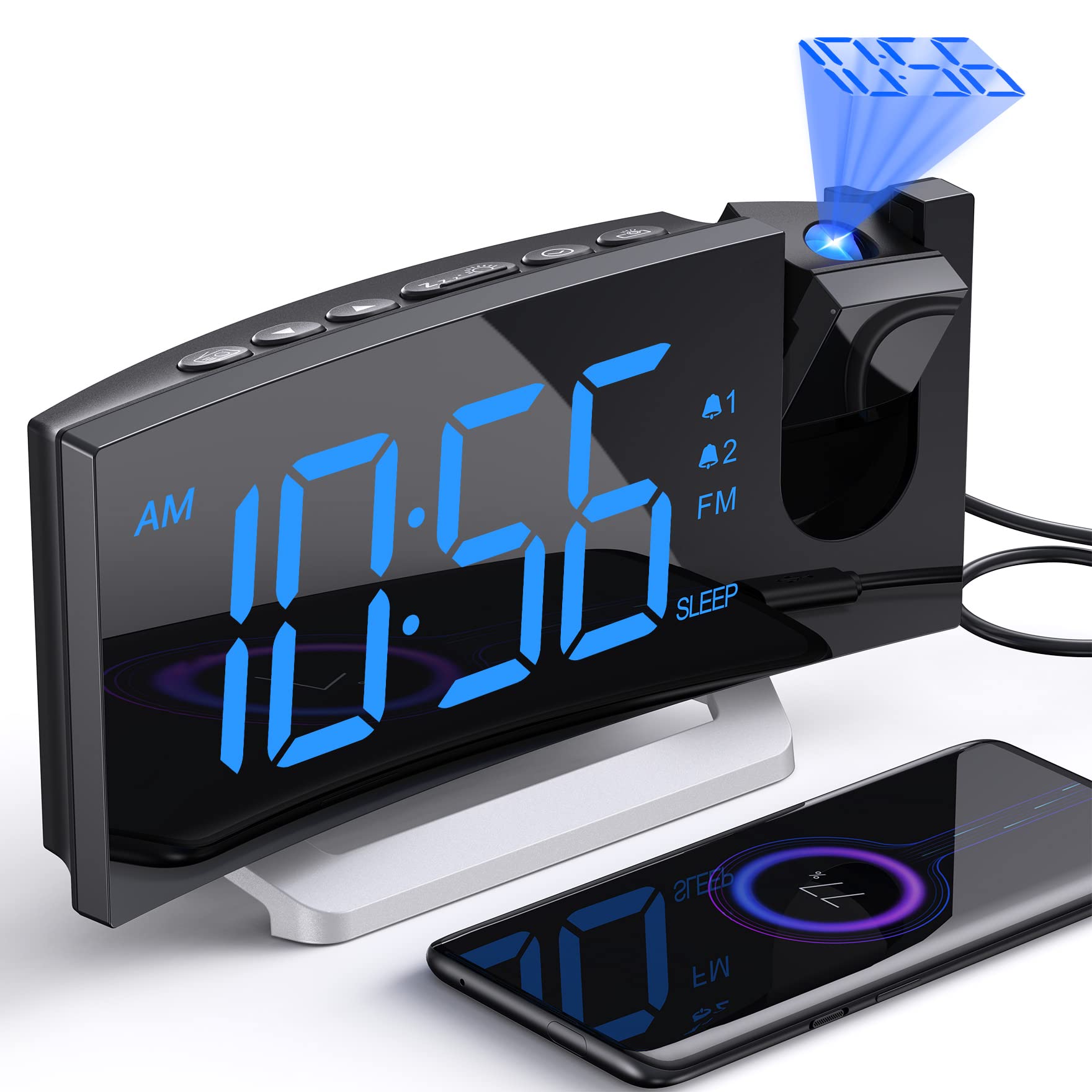 Despertador De Proyección Uptimus Con Radio Fm Y Puerto Usb - Venta Internacional. $674