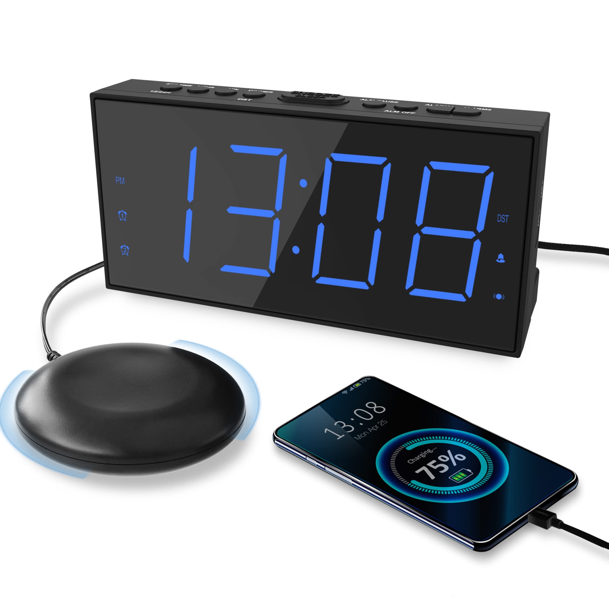 Despertador Superfuerte Con Agitador De Cama, Despertador Vibratorio Para Personas Que Duermen Mucho - Venta Internac $562