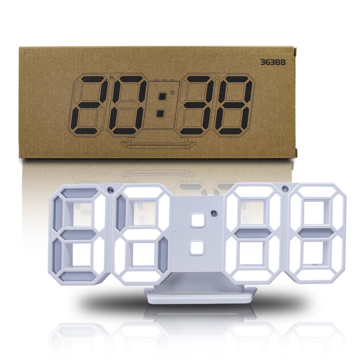 Reloj Digital 3D Despertador de Escritorio Playbox Blanco $270