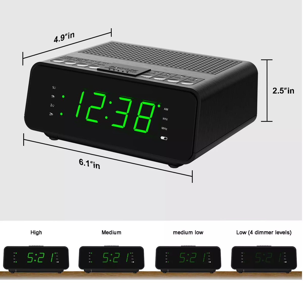 Foto 2 | Radio Reloj Fm/am Despertador Digital Para El Dormitorio Eo Safe Imports Esi-12963 Negro