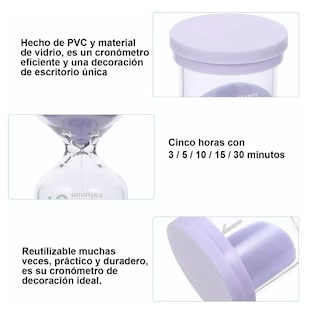 Foto 5 | Temporizador De Arena Portátil Reloj, Reloj De Arena 5 Pzs Multicolor