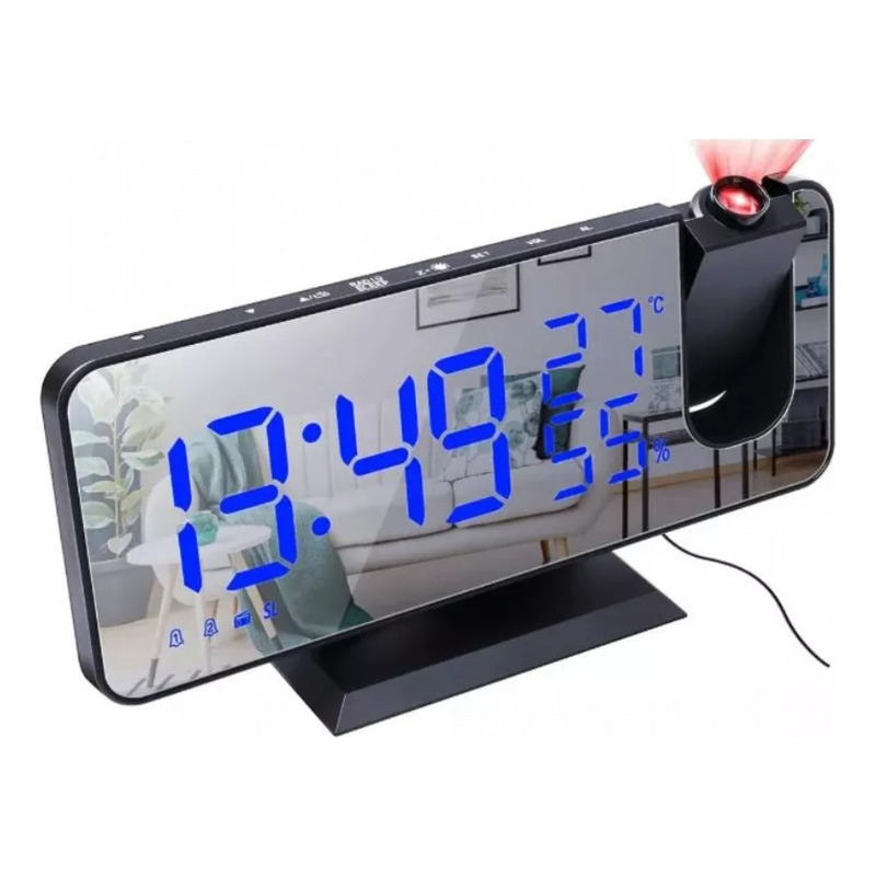 Reloj Despertador Con Proyección De Pantalla Led Y Espejo Con Radio Fm - Venta Internacional.