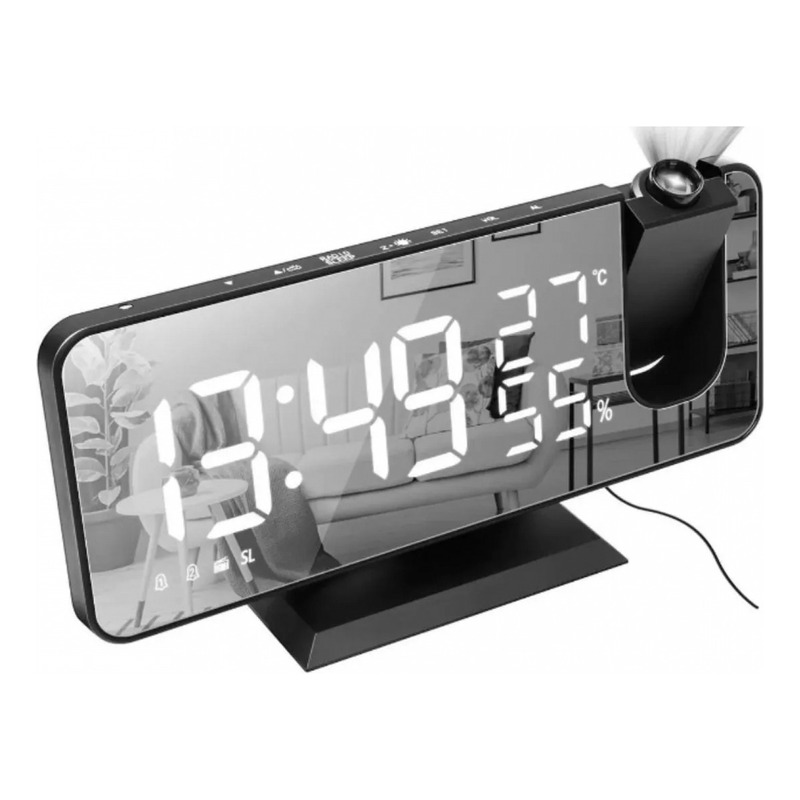 Reloj Despertador Con Proyección De Pantalla Led Y Espejo Con Radio Fm - Venta Internacional.