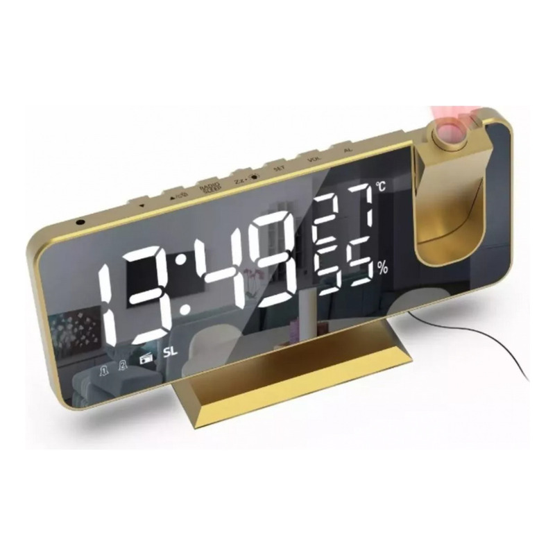 Reloj Despertador Con Proyección De Pantalla Led Y Espejo Con Radio Fm - Venta Internacional.