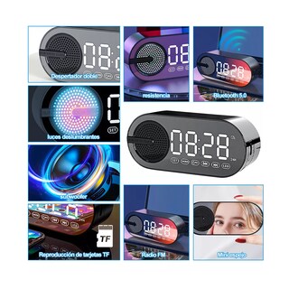 Foto 2 | Reloj Digital Despertador Led con Bocina Bluetooth y Radio Eo Safe Imports Esi-17861 Negro