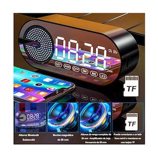 Foto 3 | Reloj Digital Despertador Led con Bocina Bluetooth y Radio Eo Safe Imports Esi-17861 Negro