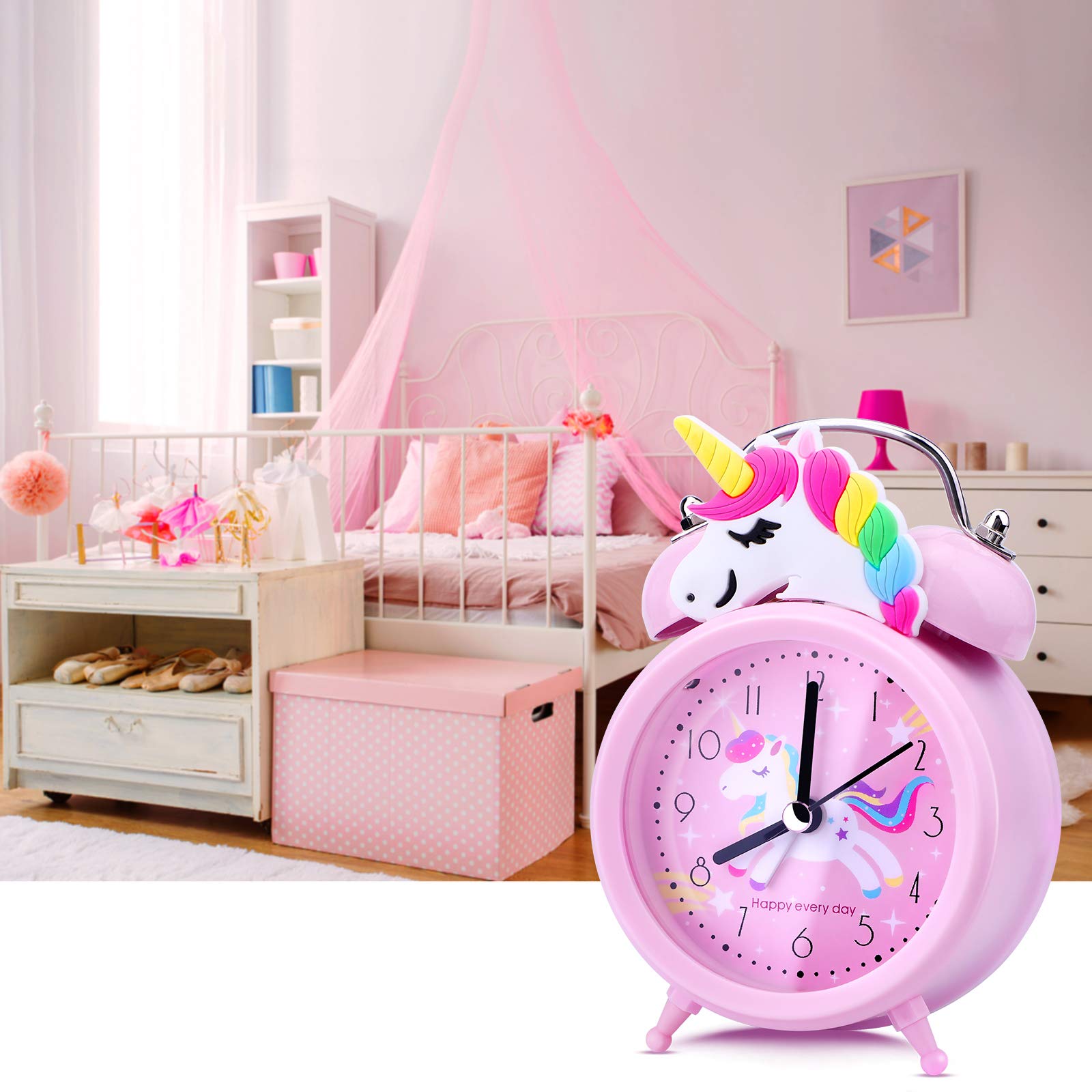 Foto 4 pulgar | Despertador Tcjj Unicorn Para Niñas Y Niños Con Luz De Fondo Rosa - Venta Internacional.