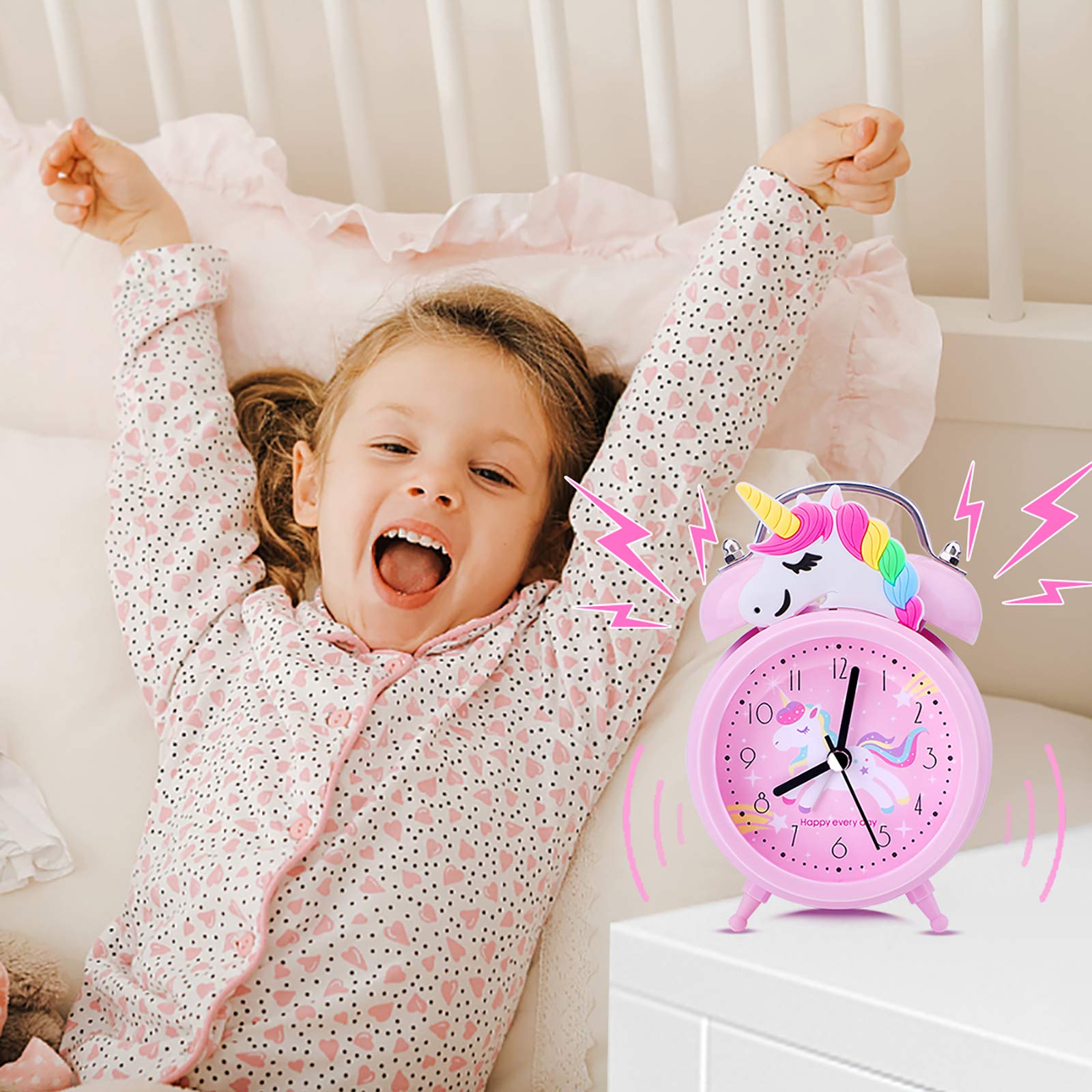 Foto 5 pulgar | Despertador Tcjj Unicorn Para Niñas Y Niños Con Luz De Fondo Rosa - Venta Internacional.