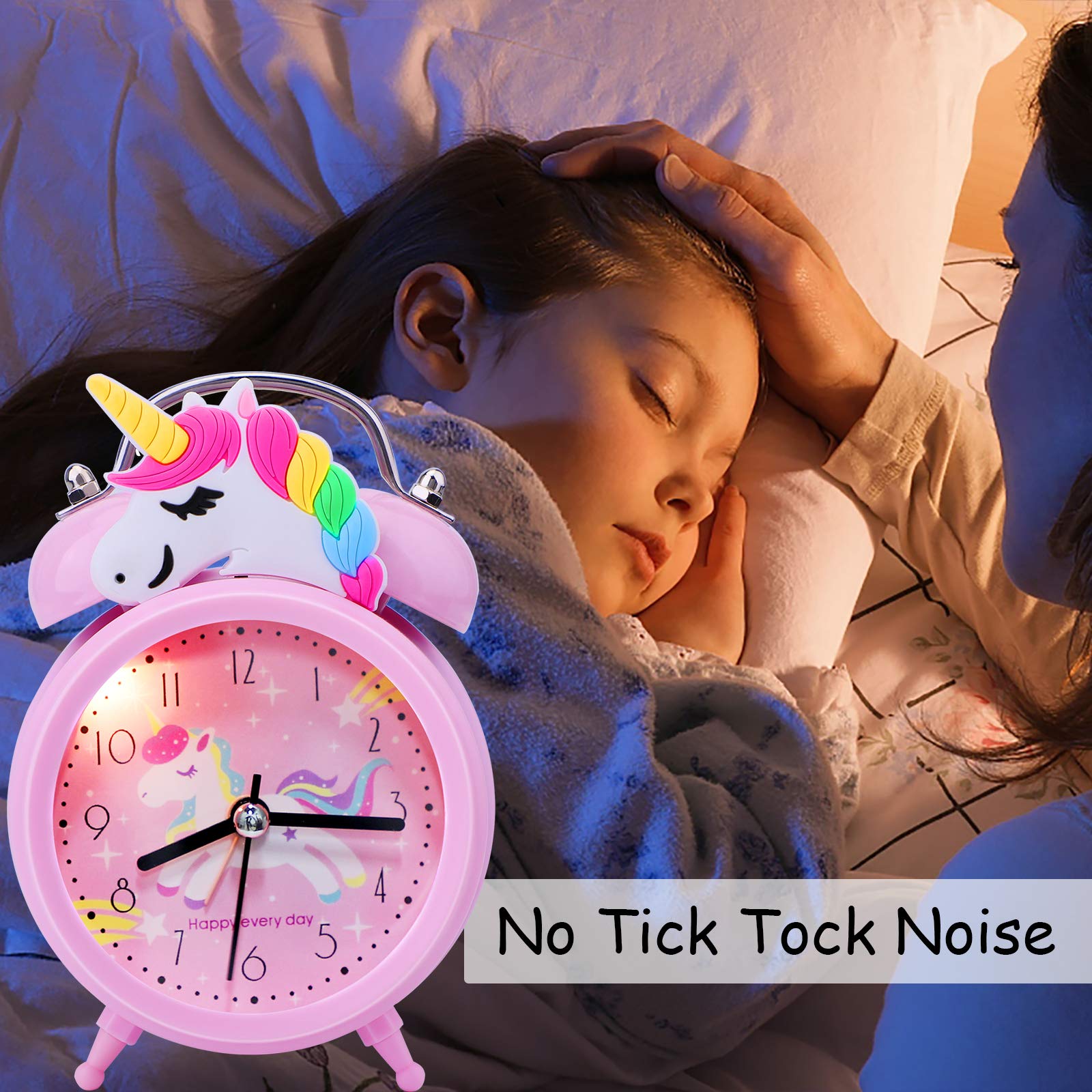 Foto 7 pulgar | Despertador Tcjj Unicorn Para Niñas Y Niños Con Luz De Fondo Rosa - Venta Internacional.