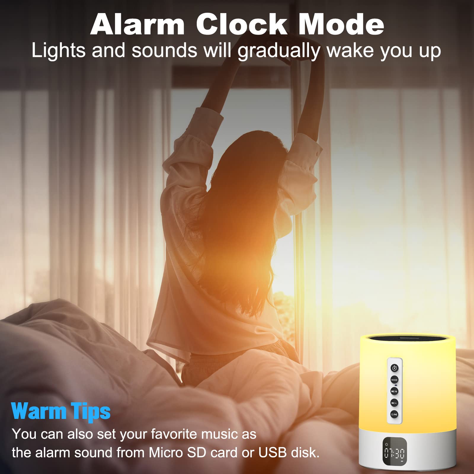 Foto 4 pulgar | Reloj Despertador Con Altavoz Bluetooth Con Luz Nocturna Afexaa Con Máquina De Sonido - Venta Internacional.