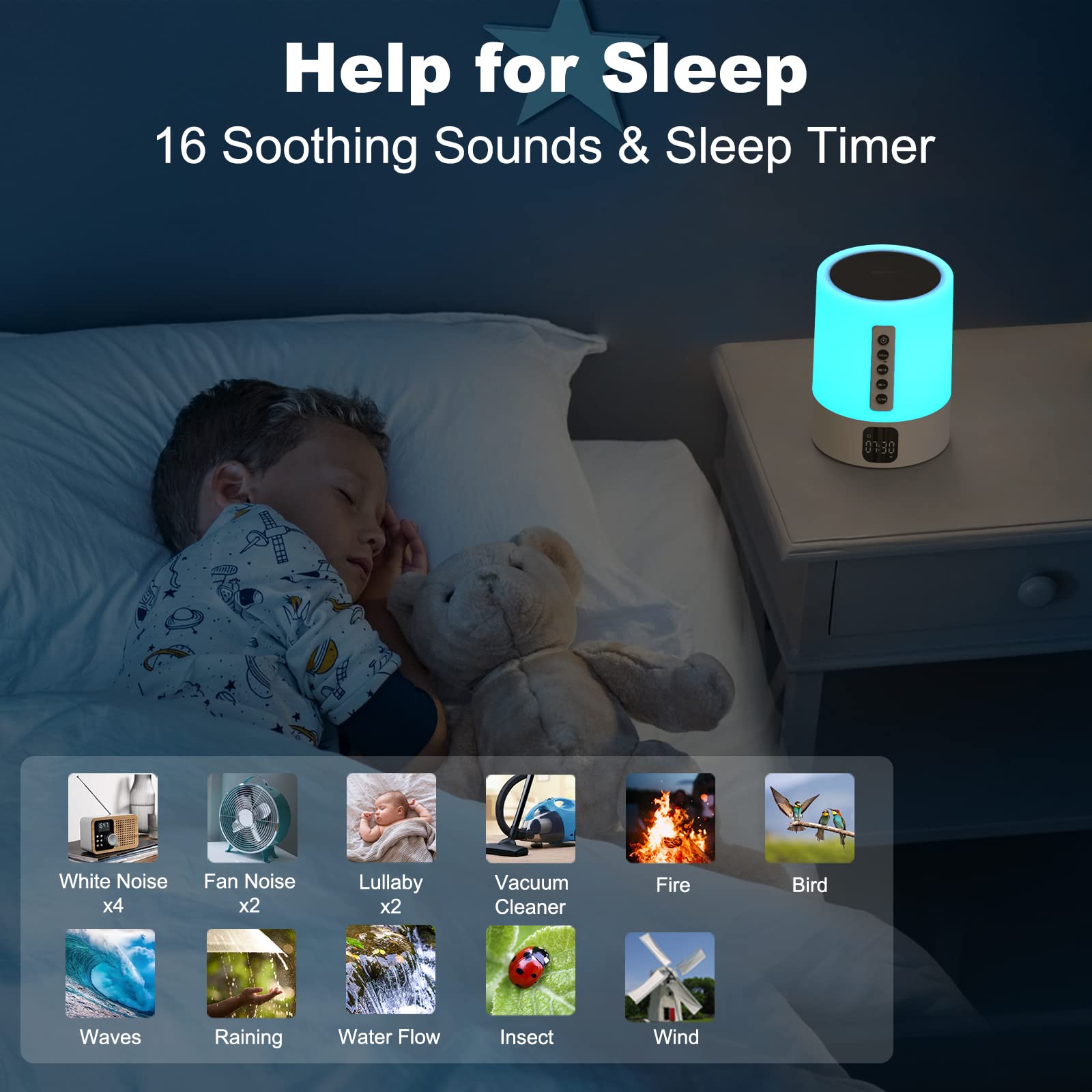 Foto 5 pulgar | Reloj Despertador Con Altavoz Bluetooth Con Luz Nocturna Afexaa Con Máquina De Sonido - Venta Internacional.