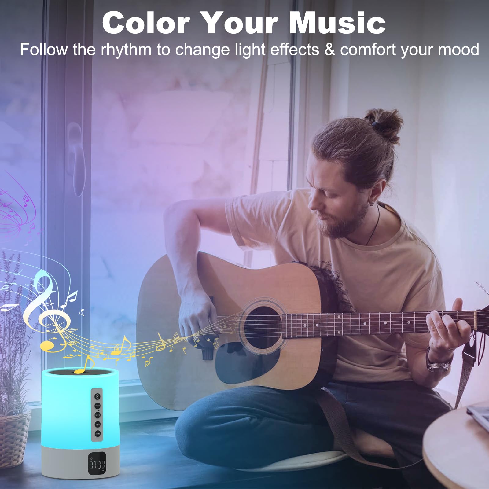 Foto 8 pulgar | Reloj Despertador Con Altavoz Bluetooth Con Luz Nocturna Afexaa Con Máquina De Sonido - Venta Internacional.