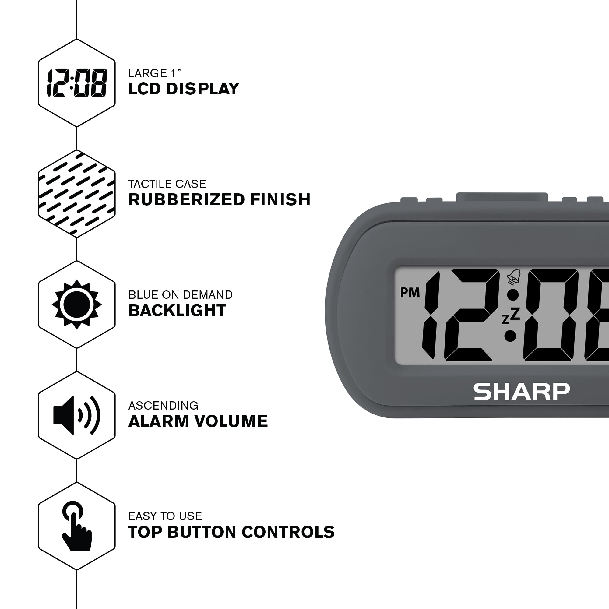 Foto 4 | Reloj Despertador Sharp Spc483camz De Plástico Táctil Con Retroiluminación Azul - Venta Internacional.