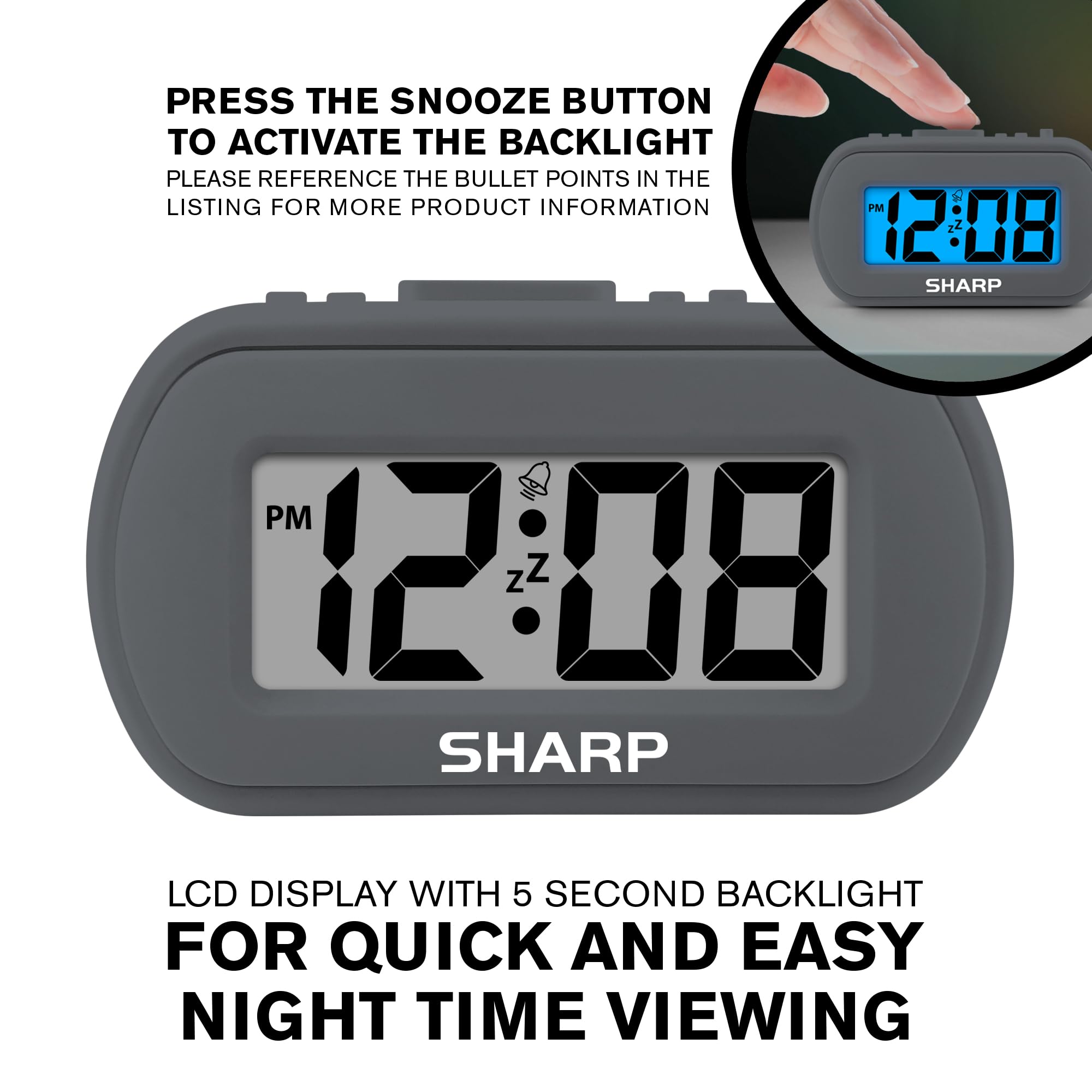 Foto 5 | Reloj Despertador Sharp Spc483camz De Plástico Táctil Con Retroiluminación Azul - Venta Internacional.