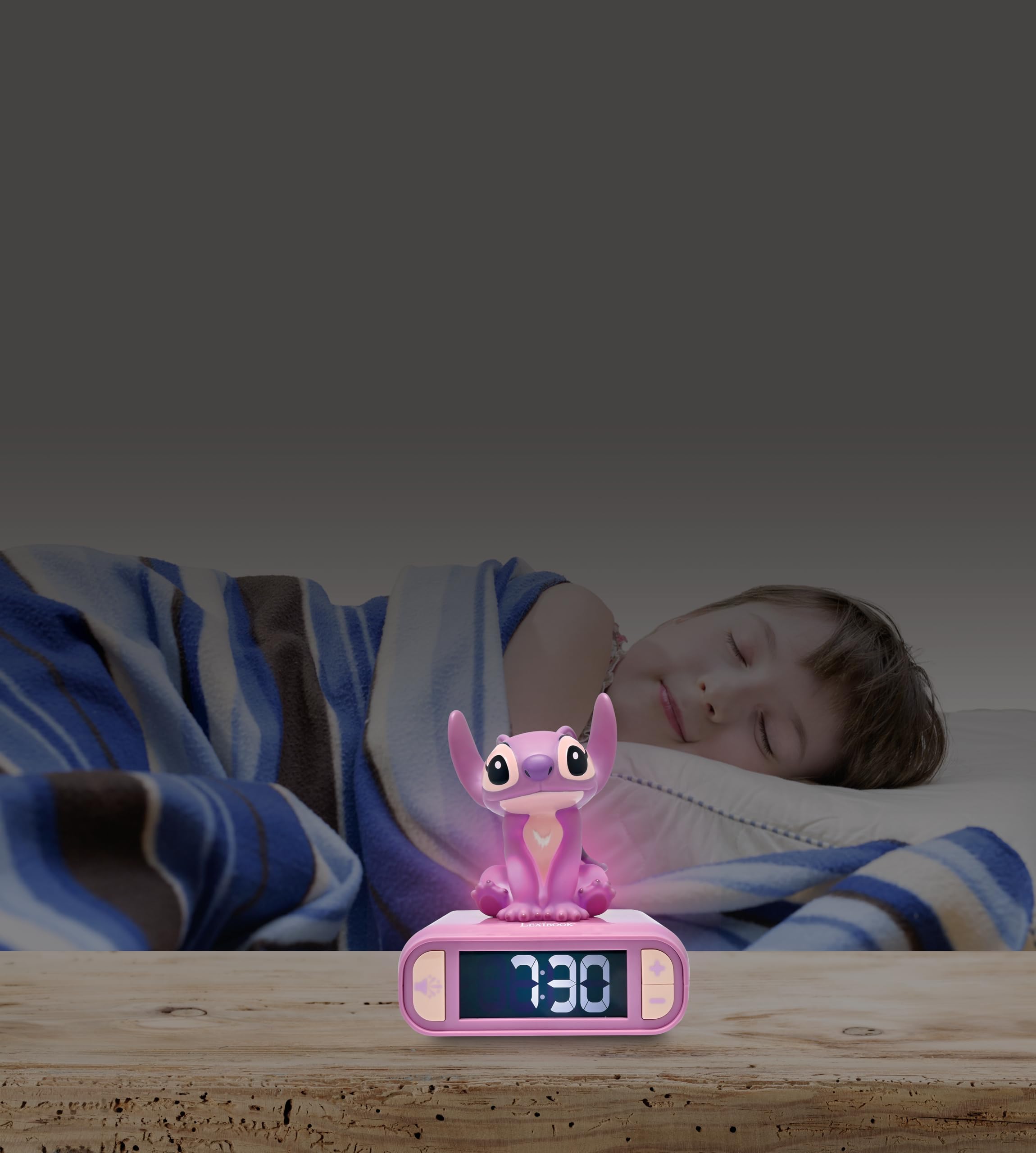 Foto 4 pulgar | Reloj Despertador Con Luz Nocturna Lexibook Disney Stitch Angel Pink - Venta Internacional.