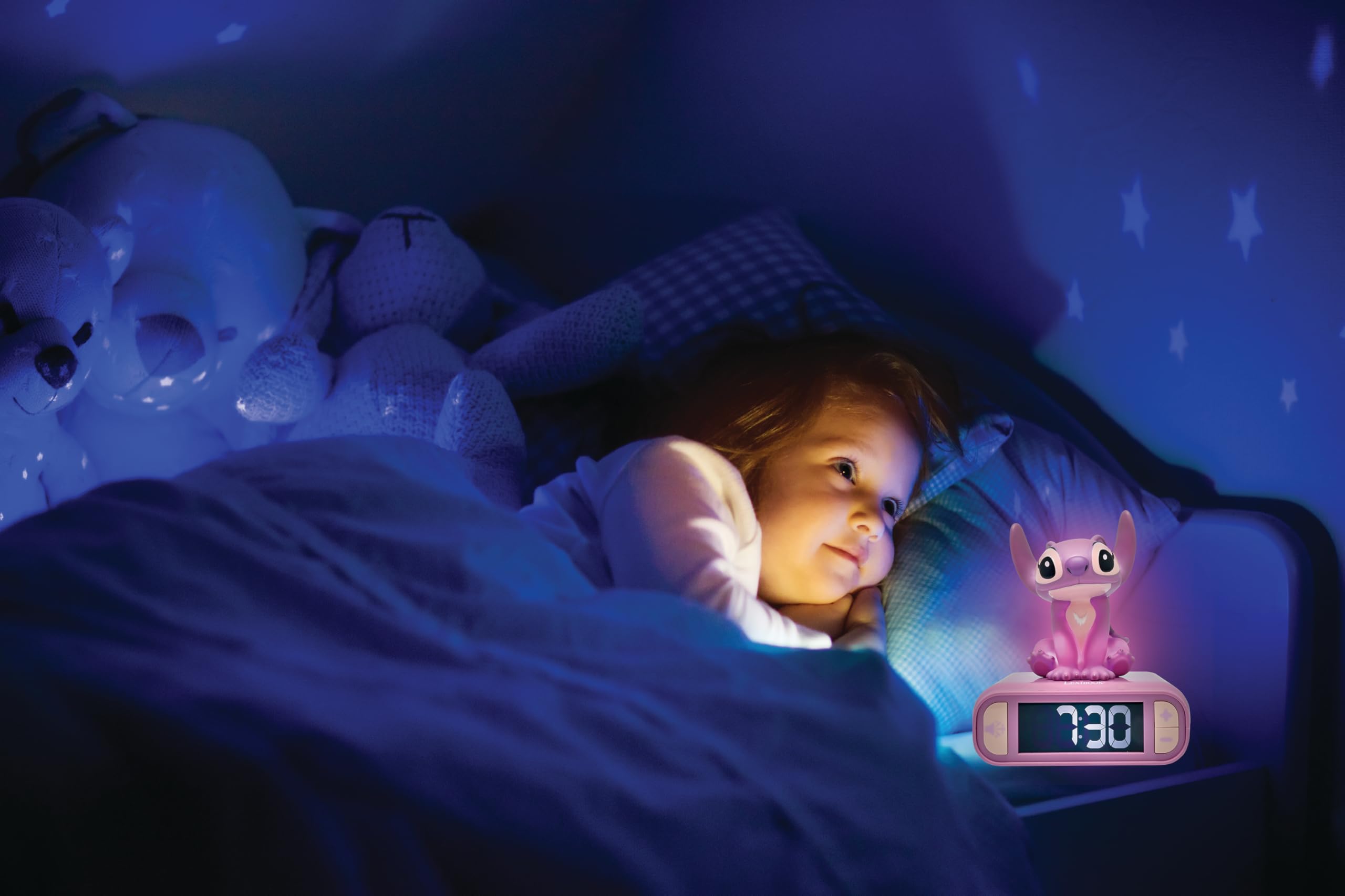 Foto 5 pulgar | Reloj Despertador Con Luz Nocturna Lexibook Disney Stitch Angel Pink - Venta Internacional.