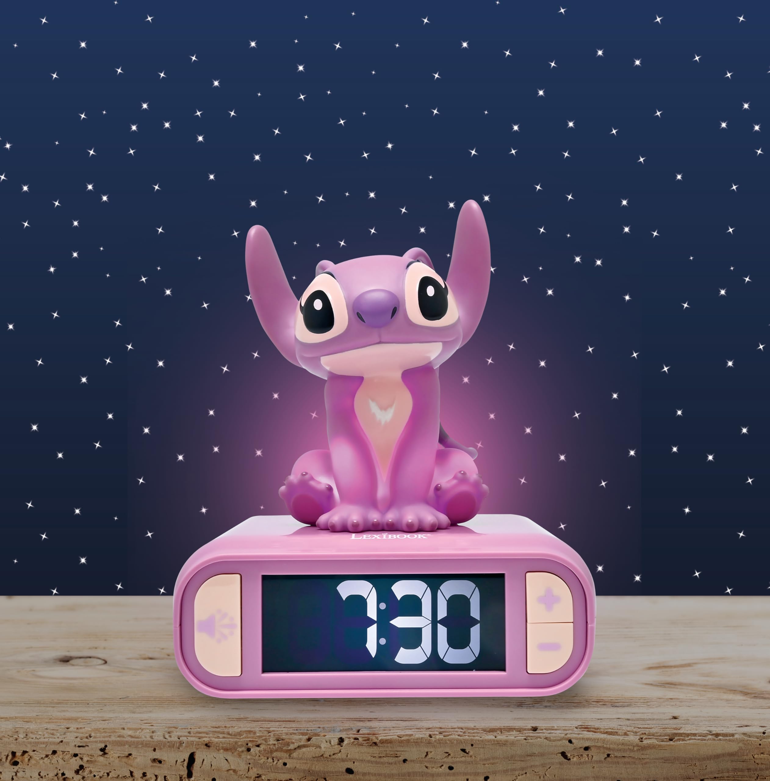 Foto 8 pulgar | Reloj Despertador Con Luz Nocturna Lexibook Disney Stitch Angel Pink - Venta Internacional.