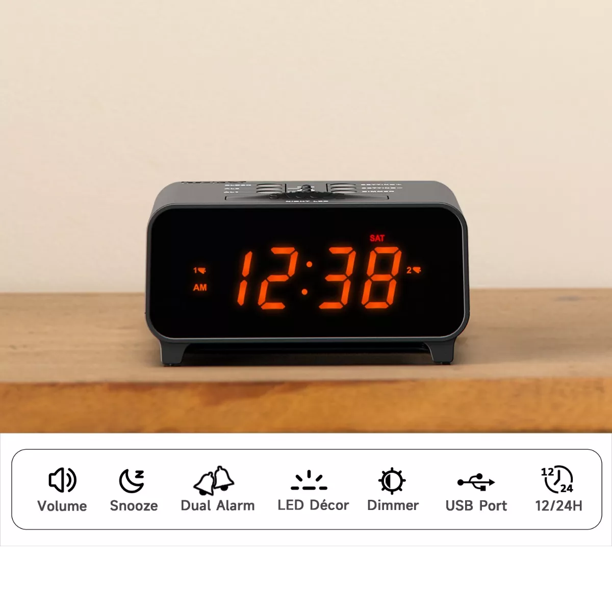Foto 3 | Reloj Despertador Led Digital Inteligente Para Mesa De Luz Eo Safe Imports Esi-13035-1 Negro
