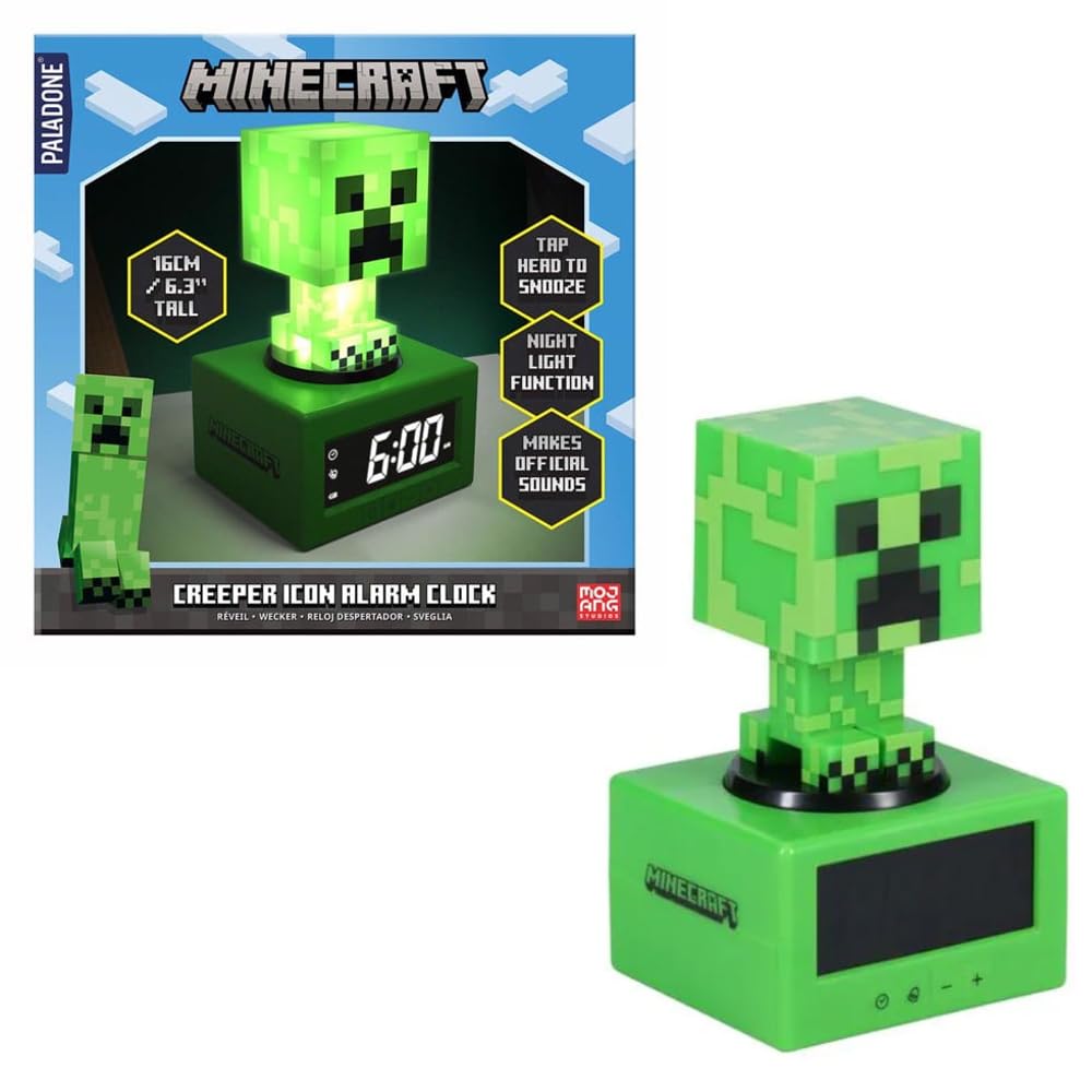 Foto 2 pulgar | Despertador Paladone Minecraft Creeper Icon Para Niños Con Luz - Venta Internacional.