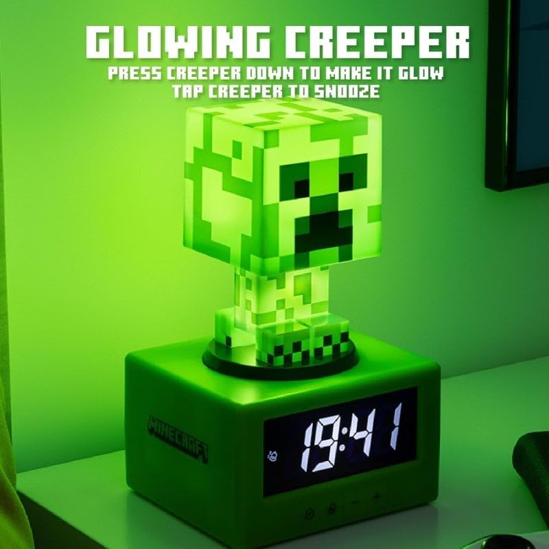 Foto 5 pulgar | Despertador Paladone Minecraft Creeper Icon Para Niños Con Luz - Venta Internacional.