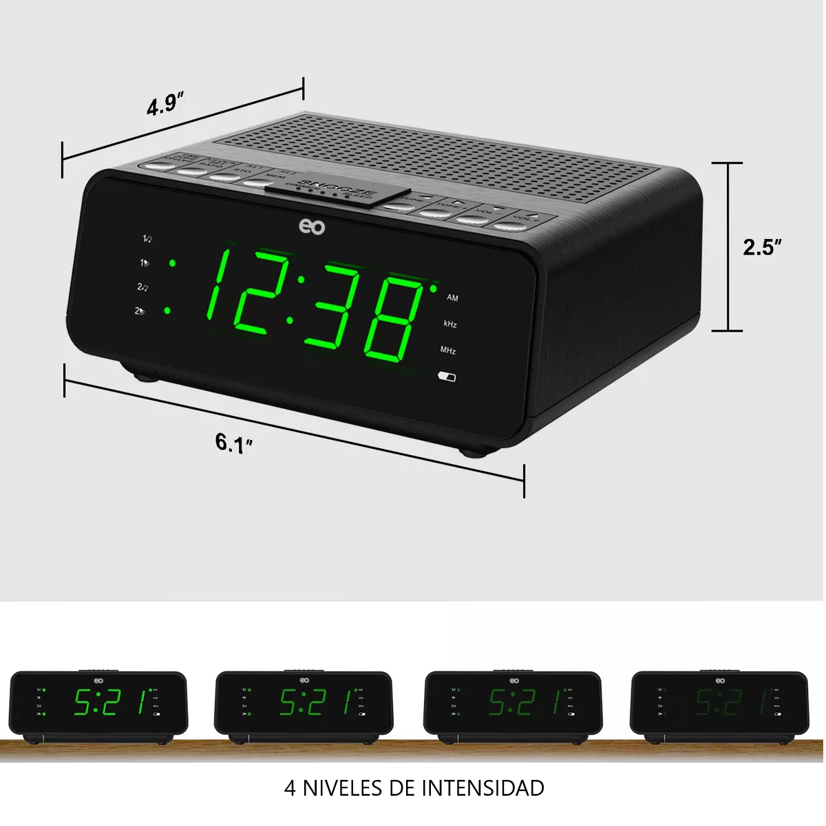 Foto 3 pulgar | Radio Reloj Fm/am Despertador Digital Para El Dormitorio Eo Safe Imports Esi-12963-1 Negro